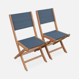 Sweeek - 6-Seater Extendable Wooden Garden Table With 6 Textilene Chairs Natural 180X80X75 Cm - Almeria Table 180Cm + 6 Chairs - thumbnail 2