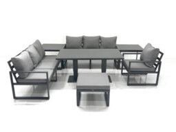 Fimous Outdoor Garden Furniture Set Aluminium Lounge Sofa Adjustable Rising Lifting Dining Table Sets With Footstool 2 Side Tables - thumbnail 2