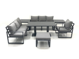 Fimous Outdoor Garden Furniture Set Aluminium Lounge Sofa Adjustable Rising Lifting Dining Table Sets With Footstool 2 Side Tables - thumbnail 1