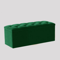 120Cm Luna Chesterfield Ottoman Storage Box - Forest Green Plush Velvet Upholstered Blanket Box - thumbnail 3