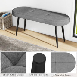 Costway 113 Cm Ottoman Bench Modern Padded Shoe Bench W/ Metal Legs - thumbnail 9