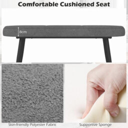 Costway 113 Cm Ottoman Bench Modern Padded Shoe Bench W/ Metal Legs - thumbnail 7