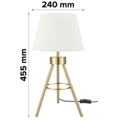GoodHome Wenham Tripod Brushed Matt Cream Gold Effect Table Lamp - thumbnail 9
