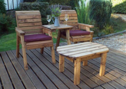 Charles Taylor Wooden Companion 2 X Chair Coffee Table Straight & Red Cushion