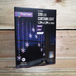 Samuel Alexander 1.2M X 1.2M Light Up Snowflake Pin Wire Christmas Curtain Lights With 339 Rainbow Leds - thumbnail 5