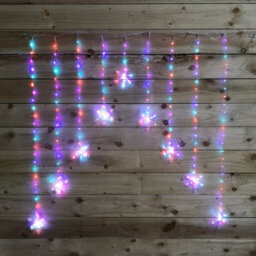 Samuel Alexander 1.2M X 1.2M Light Up Snowflake Pin Wire Christmas Curtain Lights With 339 Rainbow Leds - thumbnail 4
