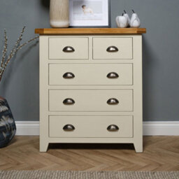 Elm Home And Garden 2+4 Chest Of Drawers Painted Cream/off White Oak Wooden  96Cm High X 95Cm Wide X 40Cm Deep Fully Assembled