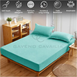 Gc Gaveno Cavailia Plain Dyed Fitted Bedsheet Double Aqua Super Soft & Comfy Non Iron Fitted Sheet - thumbnail 3