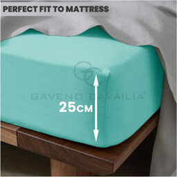 Gc Gaveno Cavailia Plain Dyed Fitted Bedsheet Double Aqua Super Soft & Comfy Non Iron Fitted Sheet - thumbnail 2