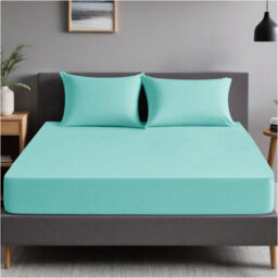 Gc Gaveno Cavailia Plain Dyed Fitted Bedsheet Double Aqua Super Soft & Comfy Non Iron Fitted Sheet - thumbnail 1