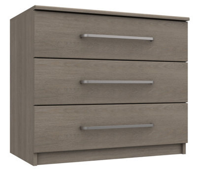 Rochester 3 Drawer Chest - Grey Oak On Express Delivery And Ready Assembled