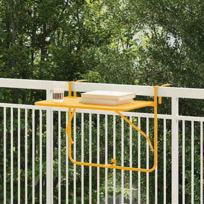 Berkfield Foldable Yellow Steel Hanging Balcony Table 60X40 Cm - image 1