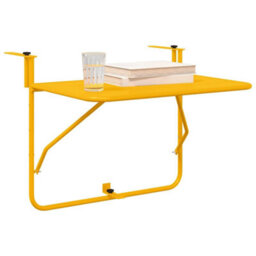 Berkfield Foldable Yellow Steel Hanging Balcony Table 60X40 Cm - thumbnail 3