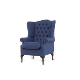 Chesterfield Prince's High Back Wing Chair Calabria Navy Real Fabric In Queen Anne Style - thumbnail 5