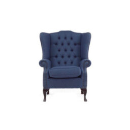 Chesterfield Prince's High Back Wing Chair Calabria Navy Real Fabric In Queen Anne Style - thumbnail 4