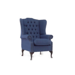 Chesterfield Prince's High Back Wing Chair Calabria Navy Real Fabric In Queen Anne Style - thumbnail 6