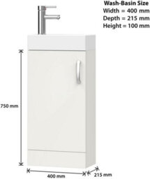 Belofay 400mm Bathroom Vanity Units With Basin With White Ceramic Bathroom Sink Soft Close Hinges & 1 Tap Hole (New York White) - thumbnail 5