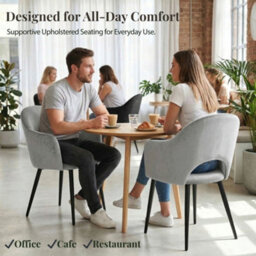 Evre Hailey  Grey Velvet Dining Chairs Set Of 2 Upholstered Chairs With Arms & Metal Legs - thumbnail 8