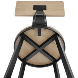 Tectake Bar Stools Poole With Backrest In Industrial Style - Industrial Wood Light, Oak Sonoma, Set Of 4 - thumbnail 7