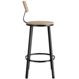 Tectake Bar Stools Poole With Backrest In Industrial Style - Industrial Wood Light, Oak Sonoma, Set Of 4 - thumbnail 4