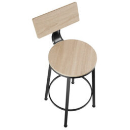 Tectake Bar Stools Poole With Backrest In Industrial Style - Industrial Wood Light, Oak Sonoma, Set Of 4 - thumbnail 5