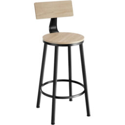 Tectake Bar Stools Poole With Backrest In Industrial Style - Industrial Wood Light, Oak Sonoma, Set Of 4 - thumbnail 2