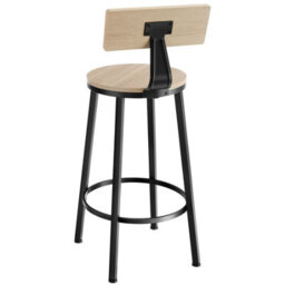 Tectake Bar Stools Poole With Backrest In Industrial Style - Industrial Wood Light, Oak Sonoma, Set Of 4 - thumbnail 3