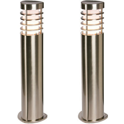 2 Pack Modern Outdoor Stainless Steel Post Light - 10.5W E27 Led - 500mm Height - image 1