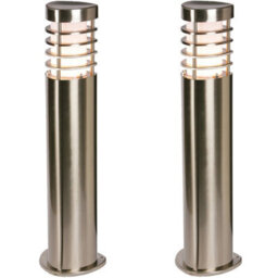 2 Pack Modern Outdoor Stainless Steel Post Light - 10.5W E27 Led - 500mm Height