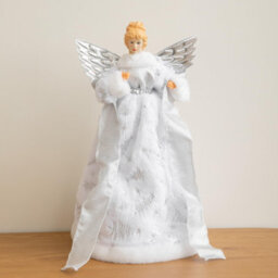Samuel Alexander 45Cm Large White Christmas Angel With Silver Wings Tree Topper - thumbnail 9