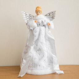 Samuel Alexander 45Cm Large White Christmas Angel With Silver Wings Tree Topper - thumbnail 1