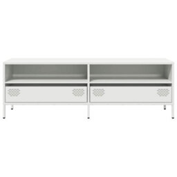 Berkfield Industrial Tv Cabinet White 135X39X43.5 Cm Cold-Rolled Steel - thumbnail 4