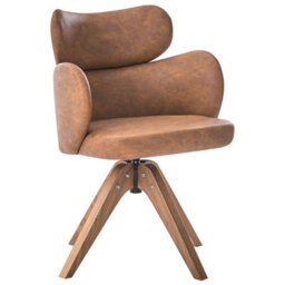 Beliani Dining Chair Swivel Marcy Faux Leather Brown