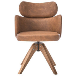 Beliani Dining Chair Swivel Marcy Faux Leather Brown - thumbnail 4