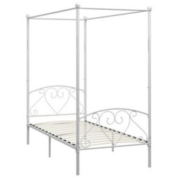Vidaxl 284427  Canopy Bed Frame Without Mattress White Metal 100X200 Cm - thumbnail 2