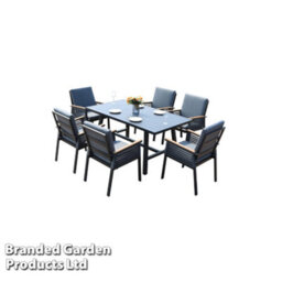Garden Gear Aluminium Garden Dining Set With Cushions For 6 People, Luxury Outdoor Furniture (Grey) - thumbnail 2
