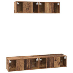 Berkfield Versatile Tv Cabinet Set 4 Pcs Old Wood Medium Engineered Wood - thumbnail 9