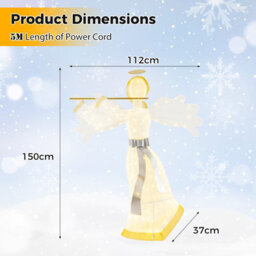 Costway 1.5 M Lighted Christmas Angel Outdoor Pre-Lit Christmas Decoration W/ Stakes - thumbnail 3
