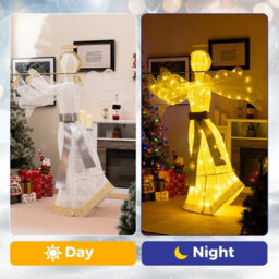 Costway 1.5 M Lighted Christmas Angel Outdoor Pre-Lit Christmas Decoration W/ Stakes - thumbnail 4