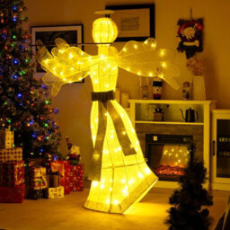 Costway 1.5 M Lighted Christmas Angel Outdoor Pre-Lit Christmas Decoration W/ Stakes - thumbnail 9