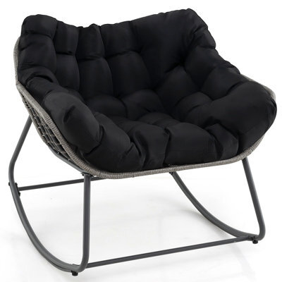 Costway Outdoor Rocking Chair Oversized Patio Pe Wicker Garden Egg Chair - image 1