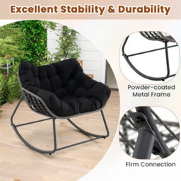 Costway Outdoor Rocking Chair Oversized Patio Pe Wicker Garden Egg Chair - thumbnail 9
