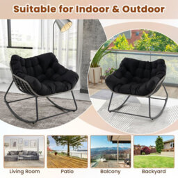 Costway Outdoor Rocking Chair Oversized Patio Pe Wicker Garden Egg Chair - thumbnail 5