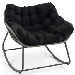 Costway Outdoor Rocking Chair Oversized Patio Pe Wicker Garden Egg Chair