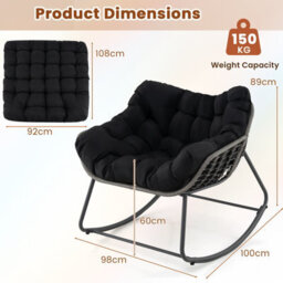 Costway Outdoor Rocking Chair Oversized Patio Pe Wicker Garden Egg Chair - thumbnail 2