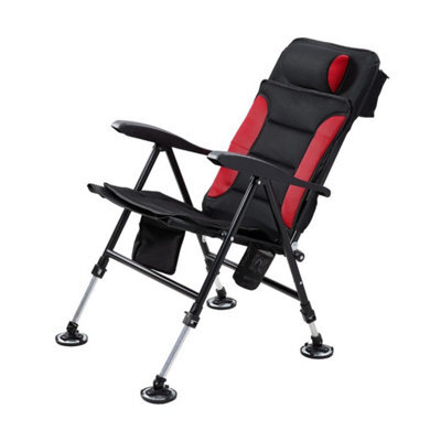 Black Red Folding Camping Chair Recliner Adjustable Sun Lounger Garden Patio Chair Outdoor - image 1