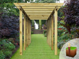 Edecks Heavy Duty Royal Walkway Wooden Garden Pergola With Super Rafters (W 2400mm X D 7200mm) With Bolt Down Anchors (2.1M) - thumbnail 3