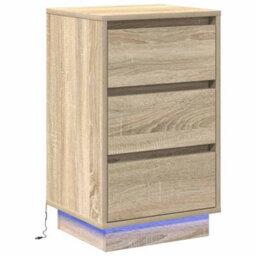 Berkfield Bedside Cabinet With Led Sonoma Oak 39X34,5X65 Cm Engineered Wood - thumbnail 2
