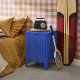 Sweeek - Blue Steel Bedside Table One Door Locker - thumbnail 1