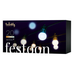 Twinkly Festoon App-Controlled Led Bulb Lights String With 20 Aww (Warm To Cool White) 10M Black Cable In/outdoor Smart Lights - thumbnail 1